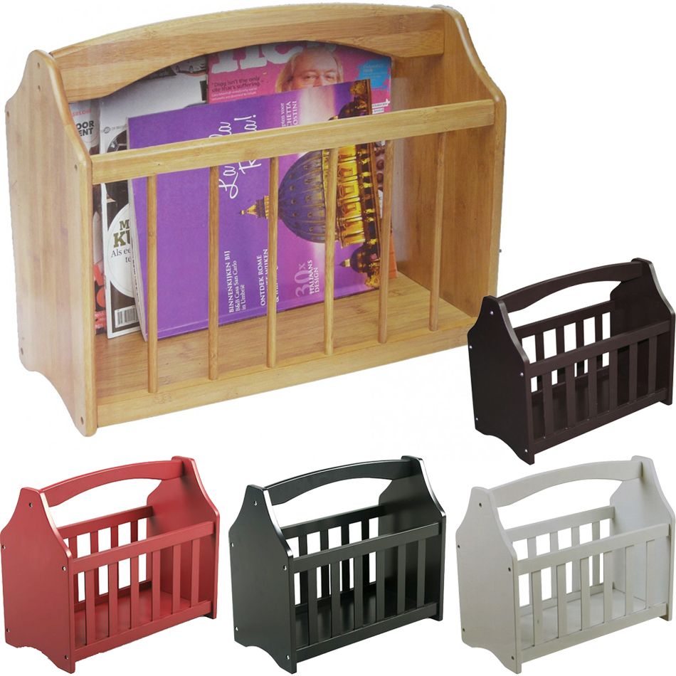 STANDING WOODEN MAGAZINE RACK NEWSPAPER MAIL SHELF STORAGE HOLDER STAND