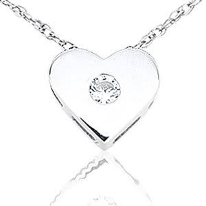 Platinum Heart Diamond Pendant (HI/SI2) with 14K White Gold Chain