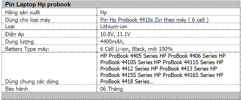 Pin Hp Probook 4410S Zin theo máy (6 Cell)