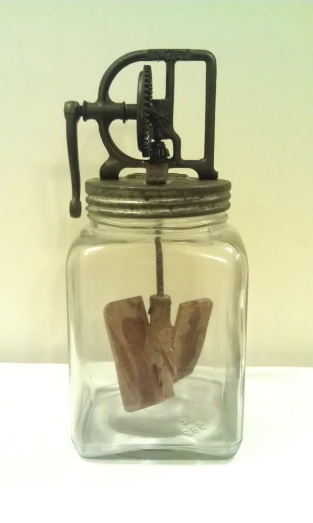 Antique Hand Crank Dazey Glass Butter Churn 4 Qt Old Primitive Country