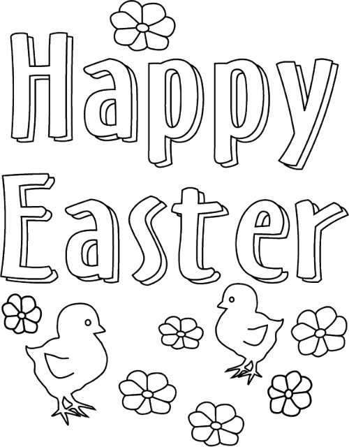 happy easter coloring words. happy easter coloring sign.
