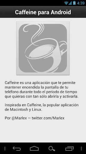 aplicacion caffeine para android, caffeine android