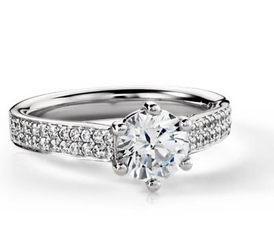 Double Row Pavé Diamond Engagement Ring art deco blue nile