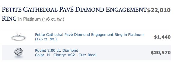 Blue Nile 2 carat pave setting engagement ring