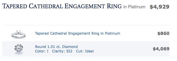 one carat solitaire in platinum for under $5000