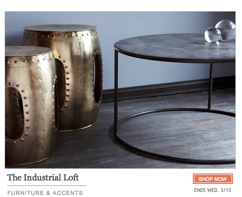 industrial furniture on overstock and flash sale sites