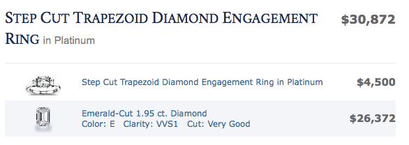2 carat emerald cut step trapezoid ring