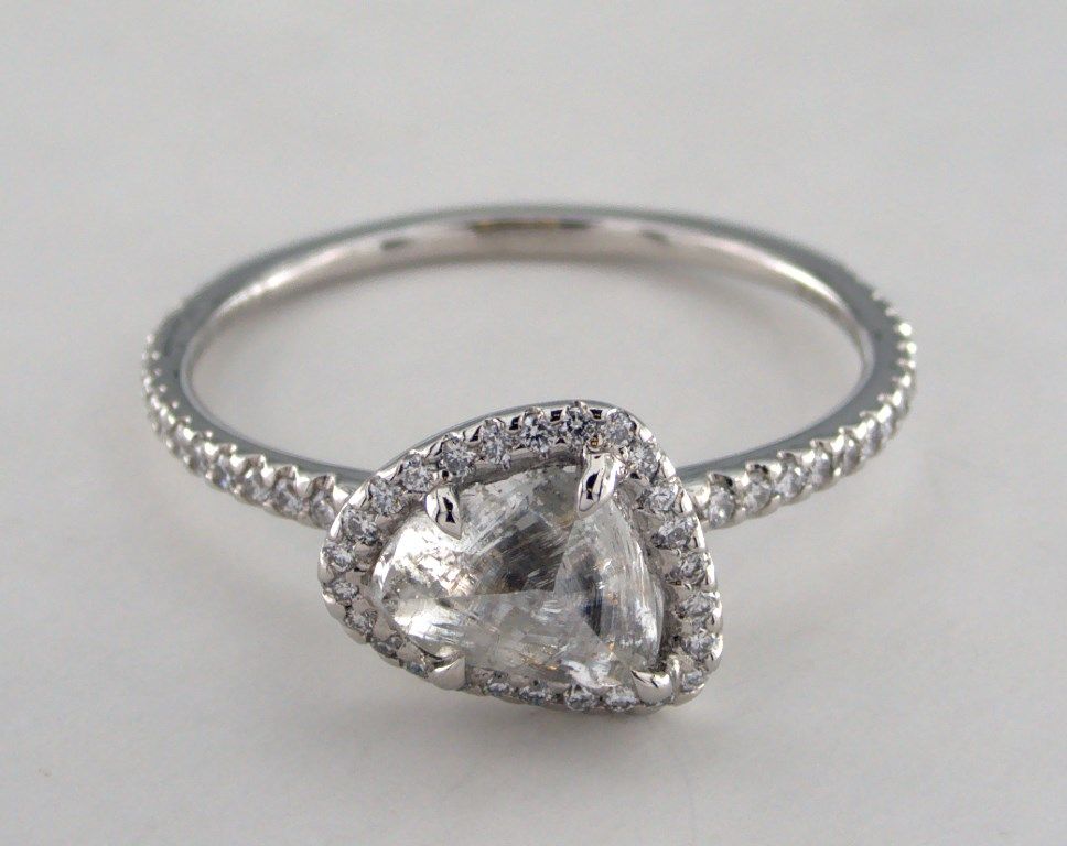 James Allen diamond in the rough engagement ring halo claw prong pave
