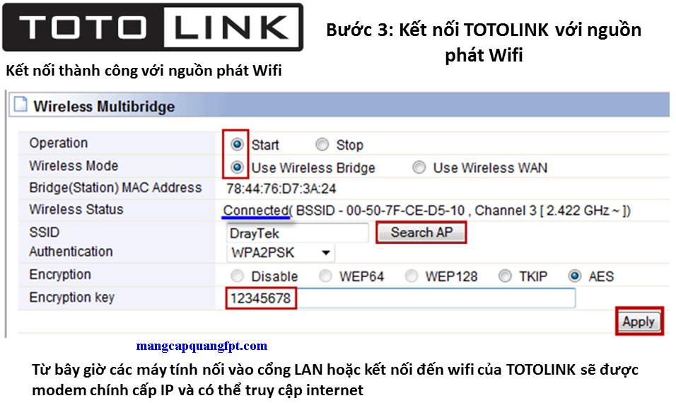 Hướng dẫn cấu hình Wireless Router totolink N151RA làm Repeater thu phát sóng
