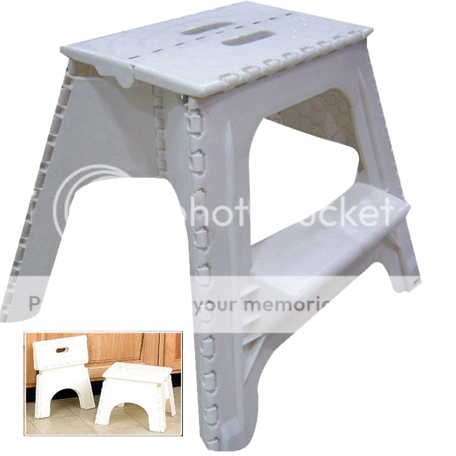 Large Foldaway Step Stool Collapsible Two Step Plastic Heavy Duty Lightweight