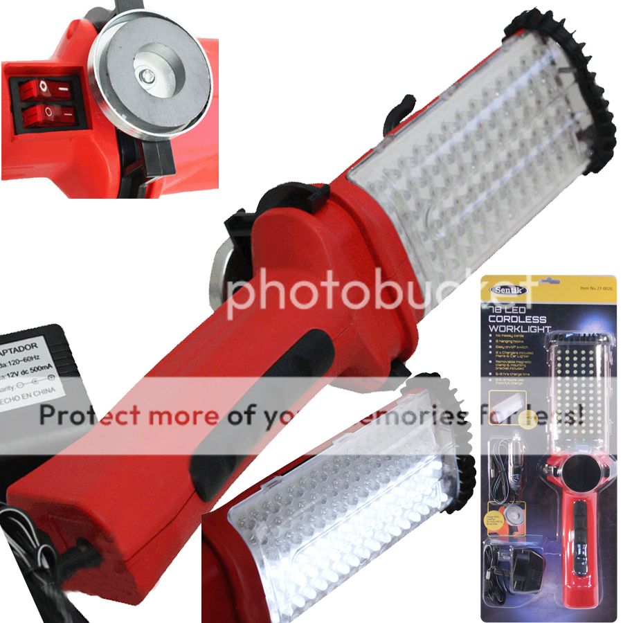 Cordless 78 LED Worklight Rechargeable Bright Magnetic Holder Work Light P3 U2