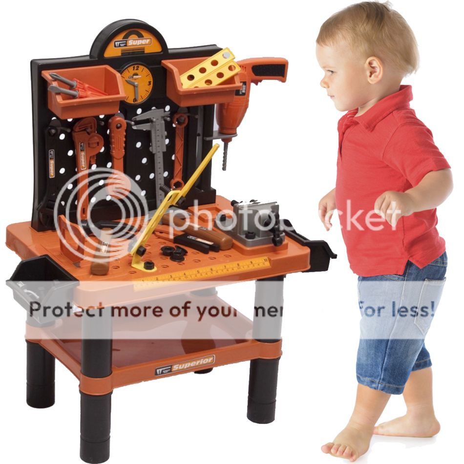 54pc Childrens Tool Bench Set Work Shop Tools Kit Boys Kids Play Workbench Toy