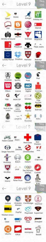 nivel 9 logo quiz game, respuestas del nivel 9 para el logo quiz game