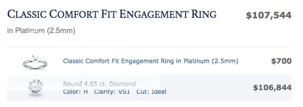 4 ct engagement ring in comfort setting