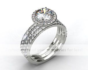 3 stone pave halo engagement set from james allen