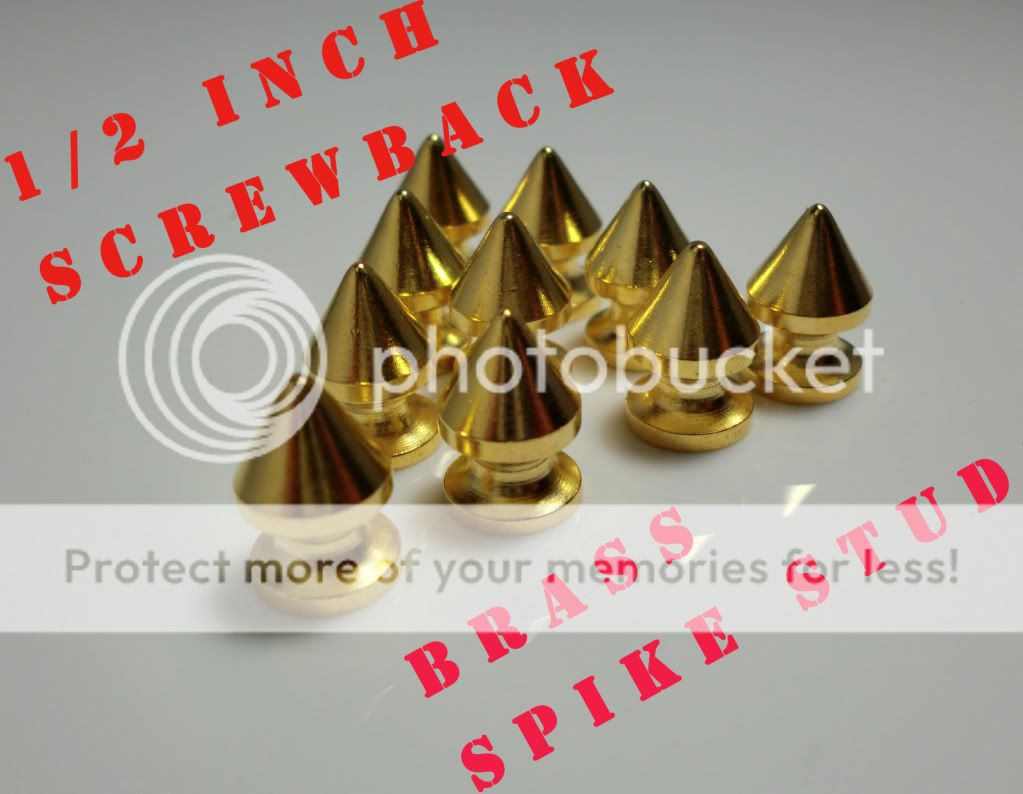 50PCS 1/2 GOLD PLATED METAL BRASS SPIKE STUDS PUNK LEATHER JACKET 