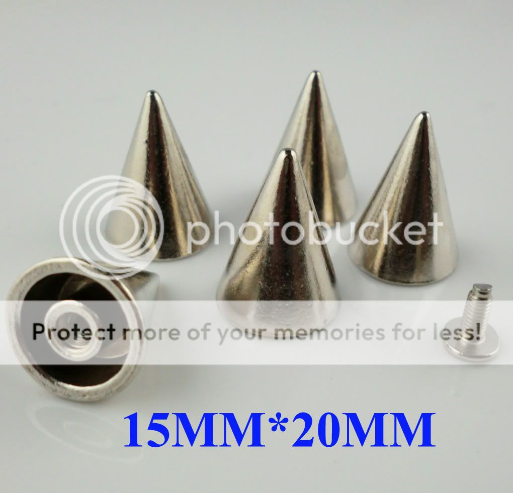 24PCS CONE METAL SILVER SPIKE STUDS SCREWBACK PUNK JACKET DENIM SHOES 