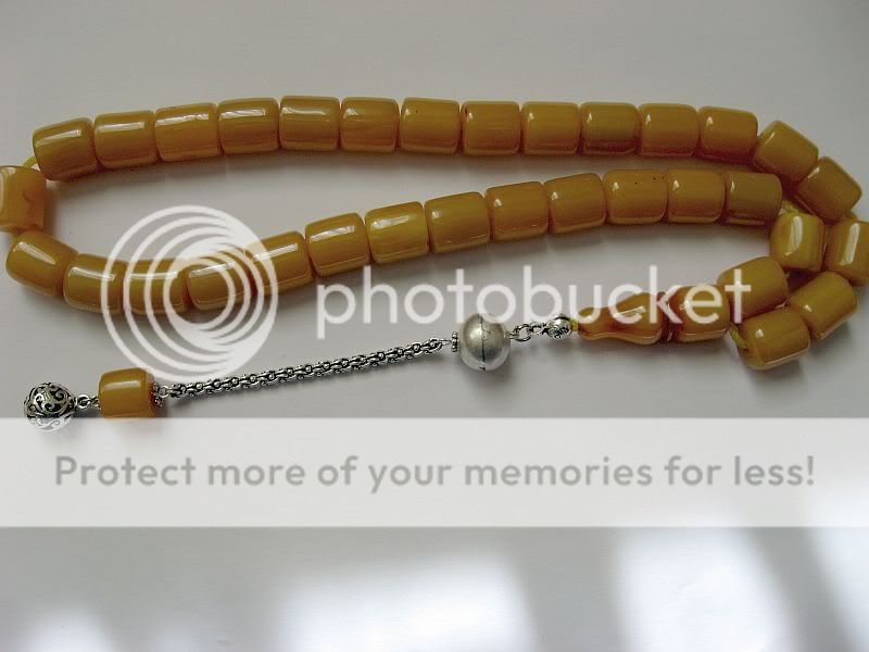 GREAT OTOMAN APRICOT COLOR AMBER BAKELITE FATURAN  PRAYER BEADS  